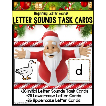 Santa Claus LETTER SOUNDS Task Cards for Christmas for Students with Autism
